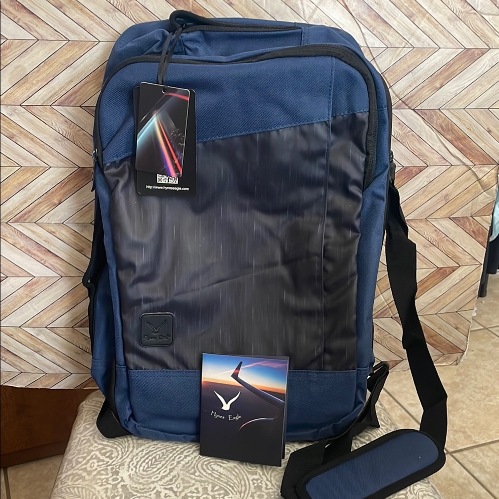 Hynes Eagle backpack carry on multiple handles Blue &‎ Black flight approved Bag